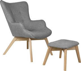 Szary fotel z podnóżkiem Niko – Ropez