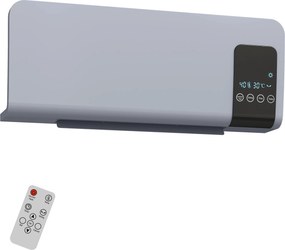 HOMCOM Elektryczne ogrzewanie, montaż na ścianie, funkcja oscylacji, 2 tryby, timer, wyświetlacz LED, szary | Aosom PL