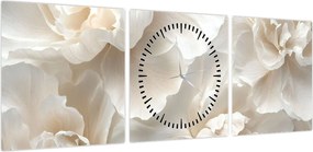 Obraz - Delikatne piwonie (z zegarem) (90x30 cm)