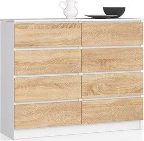Komoda z szufladami biała + dąb sonoma M4-D11