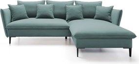 Narożnik GLOSS Prawostronny z funkcją spania, zestaw z poduszkami wolnostojący tkanina RIVIERA 80 Jasny szary WERSAL