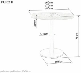Czarny stół jadalny z dębowym blatem PURO II fi 60