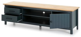 Ciemnoniebieska szafka pod TV z litego drewna sosnowego 158x47 cm Miranda – Marckeric