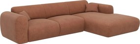 Kanapa narożna prawostronna dużych rozmiarów z  terakotowego weluru  - POGNI Pascala Morabito