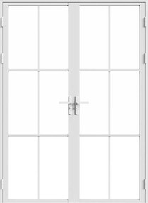 Odwracalny blok drzwiowy dwuskrzydłowy z aluminium i hartowanego szkła - 2 x W204 x S93 cm - Biały - SEROTO