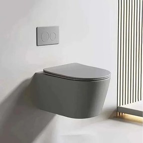 Nowoczesna Szara Miska WC Wisząca z Miekko Zamykaną Deską i Ramą Podporową