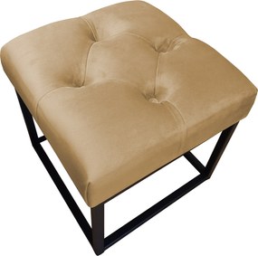 Pufa CHESTERFIELD tkanina Welur loft ławka podnóżek metal : Kolor Stelaża - Czarny , Kolor tkaniny - VELVET - MG06, Typ tkaniny - Velvet