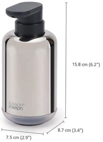 Dozownik do mydła ze stali nierdzewnej w kolorze srebra z połyskiem 300 ml EasyStore Luxe – Joseph Joseph