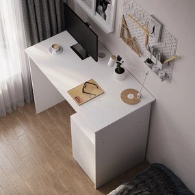 Biurko komputerowe z półką białe z szafką - 90 cm