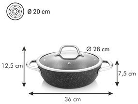 Tescoma Patelnia głęboka z pokrywką PRESIDENT Stone, 28 cm, 28 cm