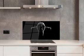 Panel szklany do Kuchni Czarno-Biały Portret Kobiety