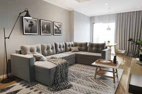Duży narożnik tapicerowany MILANO 306x202 cm z funkcją spania z pojemnikiem