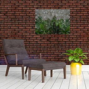 Obraz - Betonowa ściana z roślinami (70x50 cm)
