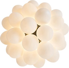 Plafon art deco czarny z opalowym szkłem 6-świateł - Uvas