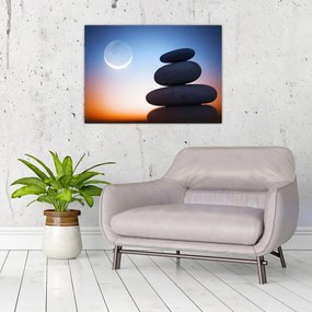 Obraz na szkle - ułożone kamienie jeden na drugim (70x50 cm)