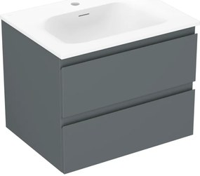 Mexen Orio szafka łazienkowa 60 cm z umywalką Vela, 2 szuflady, grafit mat/biała mat - 91A10-06047-2-BFF66-W23M01