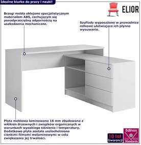 Białe biurko narożne z komodą N0-L06