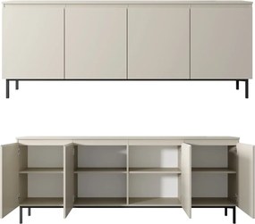 Kaszmirowa komoda do salonu Silk 4-drzwiowa, szer. 200 cm