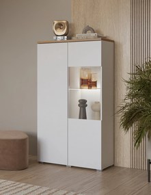 Witryna ORVO 140 x 79,9 cm Stojąca, Nowoczesna witryna do salonu, Dąb
