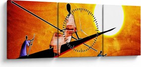Obraz z okresu starożytnego malarstwa (z zegarem) (90x30 cm)