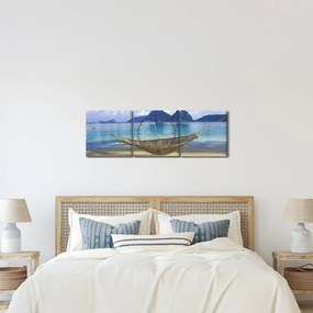 Obraz - Obraz hamaka na plaży 2 (z zegarem) (90x30 cm)