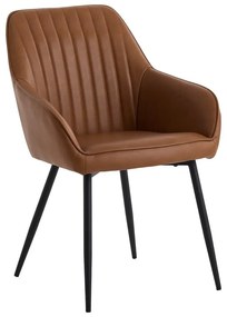 Brązowe krzesła z imitacji skóry z podłokietnikami zestaw 2 szt. Nolan Stripe – Unique Furniture