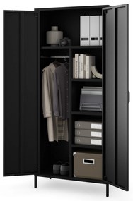 Szafa na ubrania metalowa loftowa czarna: Modern FLAVIO 800 x 1850 x 450 mm