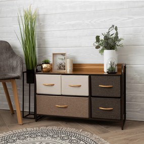 Komoda z szufladami z tkaniny HAZEL TYP 4, brązowy, S