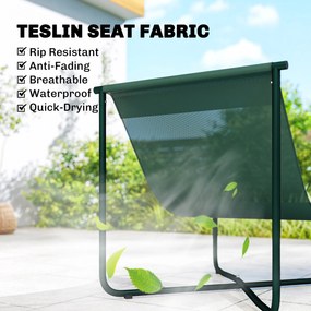 Outsunny Krzesło ogrodowe fotel z poduszką oddychające siedzisko typu sling stalowa rama do ogrodu tarasu 76 x 92 x 76 cm Ciemnozielony | Aosom PL