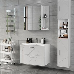 Zestaw mebli łazienkowych biały/biały wysoki połysk 80x44.6x57 irma