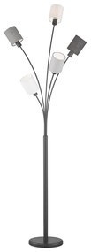 Czarno-szara lampa stojąca z tekstylnym kloszem (wysokość 172 cm) Koi – Fischer & Honsel