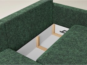 Ciemnozielony rozkładany/ze schowkiem narożnik z tkaniny szenilowej (lewostronny/z szezlongiem) Leon – Maison de Rêve