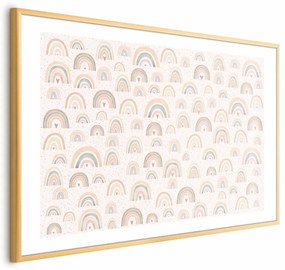 Plakat Tęcze i serca 90x60 cm z ramą złotą z marginesem ARTGEIST B