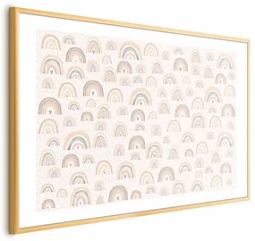 Plakat Tęcze i serca 90x60 cm z ramą złotą z marginesem ARTGEIST B