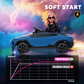 AIYAPLAY Elektryczny samochód dziecięcy 12 V z pilotem 2,4 GHz, LED i muzyką — 101,5 x 49 x 43 cm, niebieski