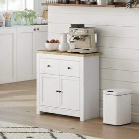 HOMCOM Komoda z dużą ilością miejsca, sideboard z drzwiami Soft-Close, 2 szuflady, regulowana półka, Biały