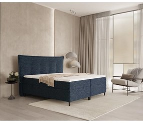 Ciemnoniebieskie łóżko boxspring ze schowkiem 160x200 cm Sinai – Maison de Rêve