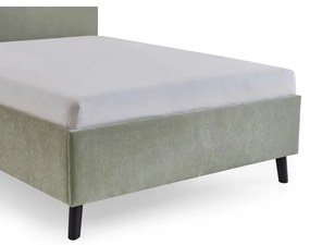 Jasnozielone tapicerowane łóżko dwuosobowe ze stelażem 140x200 cm Piano – Meise Möbel