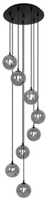 Lampa wiszaca spiralna -Dori 8, grafitowe klosze, do nowoczesnych wnętrz