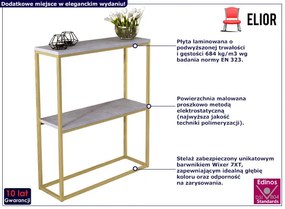 Nowoczesna konsola z półkami złoty + beton - Carello 3X