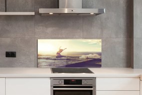 Szklany Panel Kobieta nad Jeziorem pod Chmurami