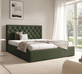 Zielone łóżko tapicerowane z zagłówkiem 3 rozmiary B7-A87