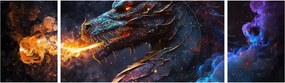 Obraz - Smok plujący płomieniami (170x50 cm)