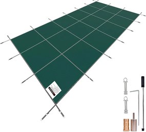 Zimowa Osłona Basenu, SucceBuy 610 X 1220 Cm Zielona Prostokątna Siatka Bezpieczeństwa Do Użytku Na Zewnątrz Zimą