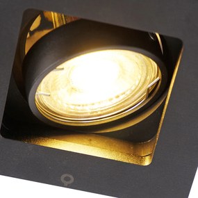 Zestaw 3 nowoczesnych wpuszczanych reflektorów czarnych regulowanych - Qure