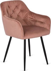 Krzesło Tapicerowane do Salonu VIKI Różowe Welurowe Nowoczesne Loft