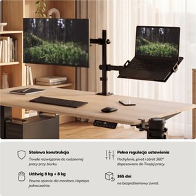 Uchwyt na monitor i laptop 2 w 1 czarny: MARK