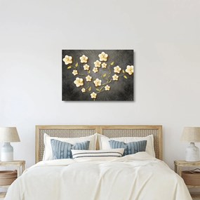 Obraz na szkle - Złoty krzew na czarnym tle (70x50 cm)