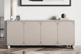 Komoda Sonatia II 200 cm czterodrzwiowa na nogach kulach - kaszmir