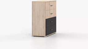Mareno II – elegancka komoda 4-szufladowa w kolorze san remo sand z czarnym połyskiem